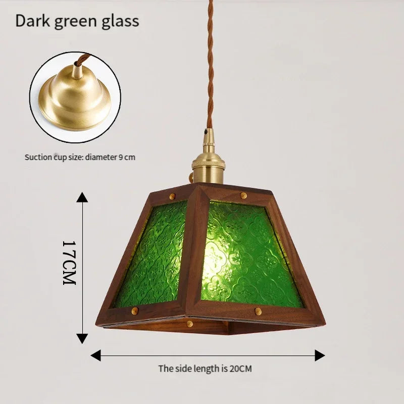 suspension vintage haitang en bois massif et verre shanghai