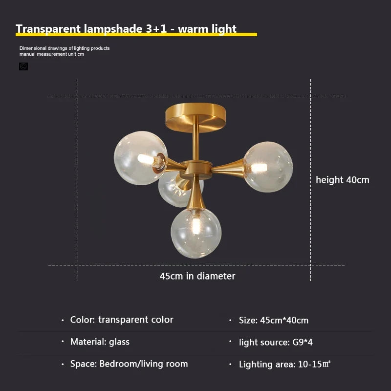 lustre moderne en verre pour un éclairage décoratif intérieur