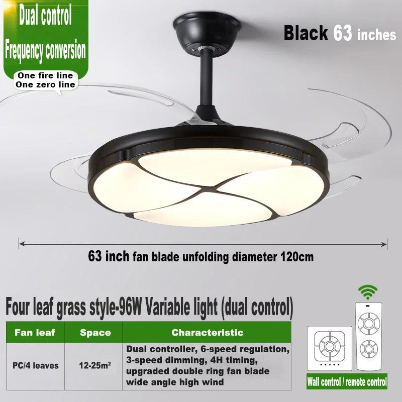 plafonnier moderne silencieux avec lumière et ventilateur intégré