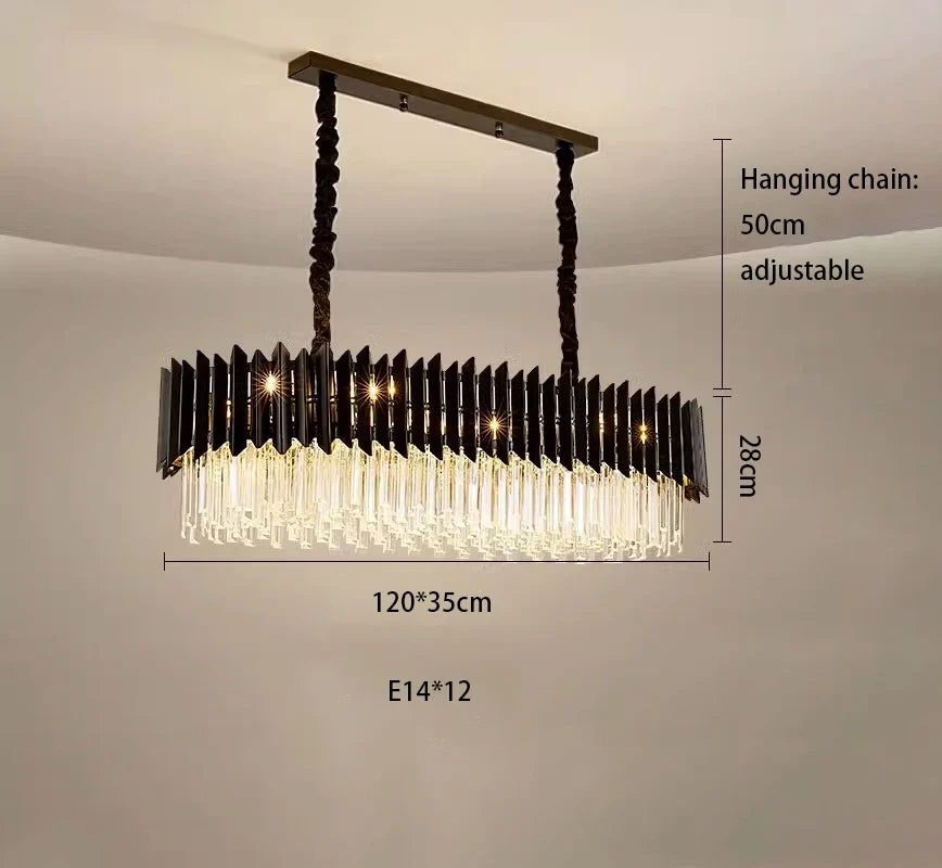 plafonnier led ovales en cristal à intensité variable en or noir