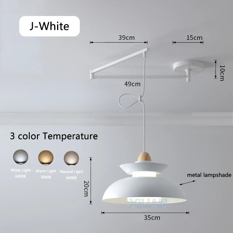 suspension moderne à bras oscillant led mobile
