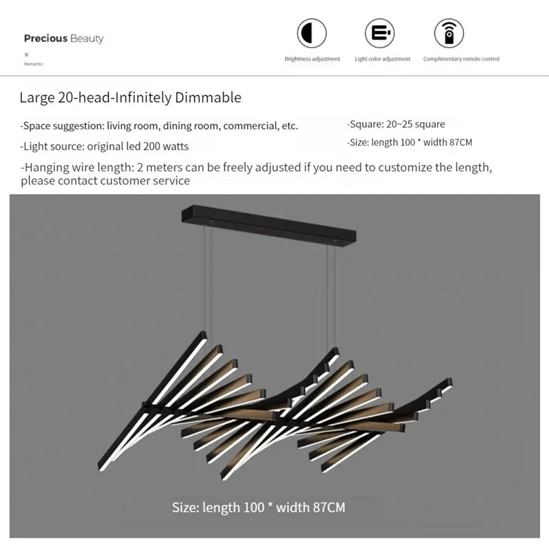 suspension nordique à leds pour décoration moderne intérieure
