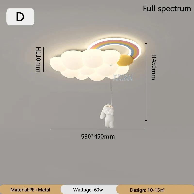 lustre arc-en-ciel nuage avec cheval lapin ours pour enfants