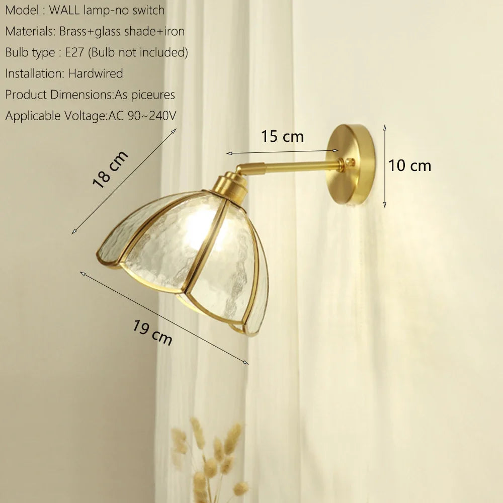 applique murale élégante en laiton et verre design moderne avec interrupteur