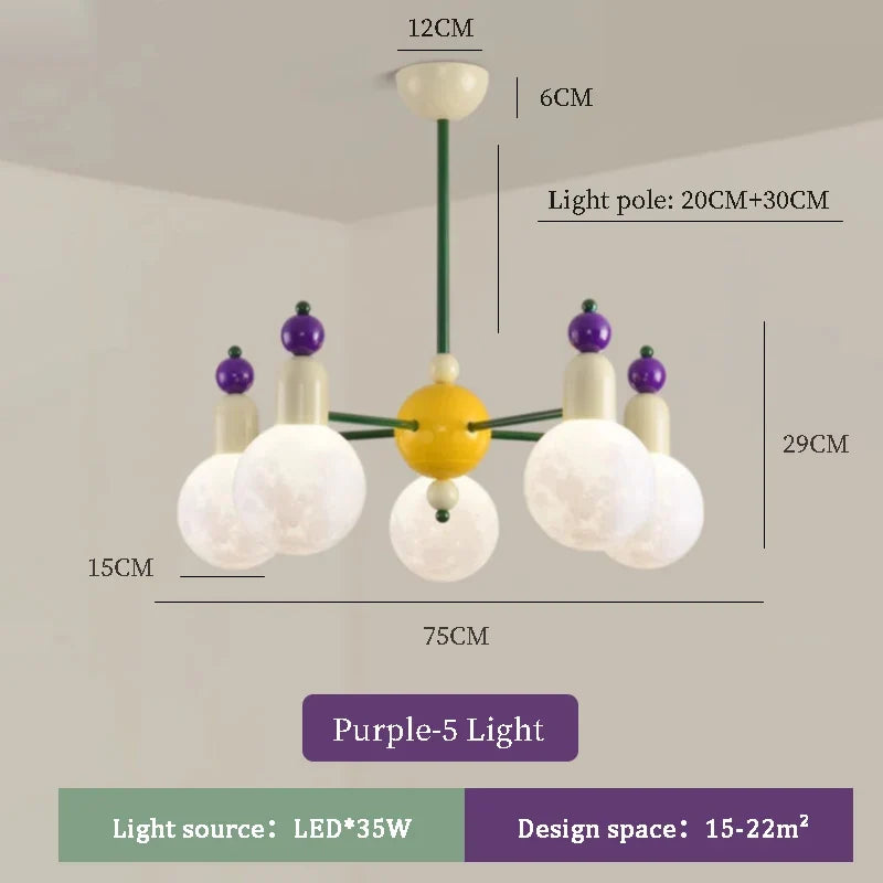lustre moderne pour chambre d'enfants design nordique lumineux et coloré