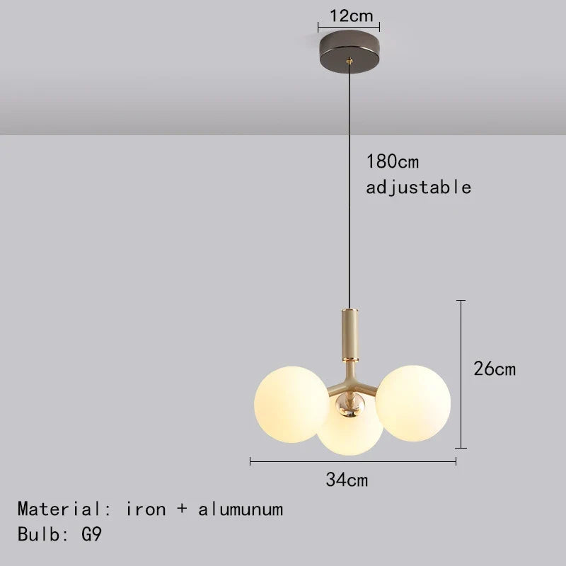 suspension en verre pour éclairage de cuisine restaurant moderne