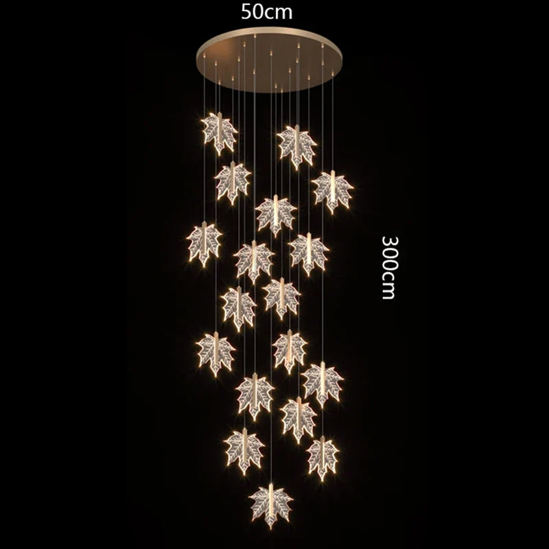 Modern Luxury Villa Maple Leaf Acrylic Chandelier Living Room, Hotel Lobby, Attic, Restaurant Light Luxury Decorative Chandelier