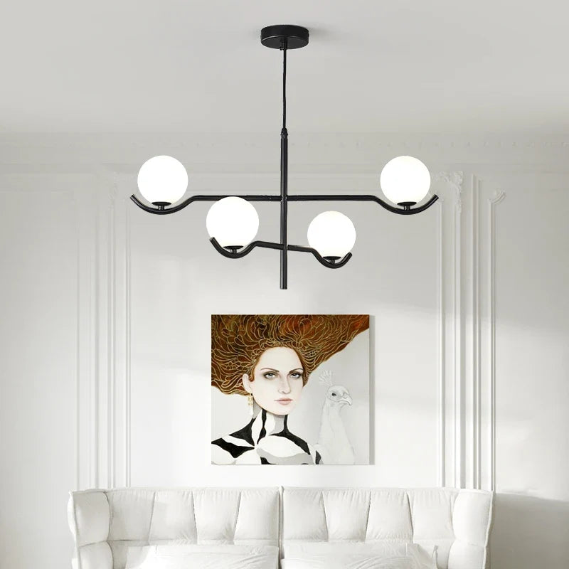 lustre en verre blanc design moderne pour intérieur élégant