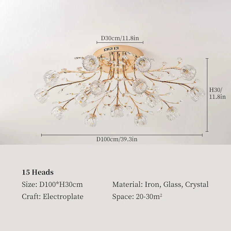 lustre moderne en verre et cristal pour décoration intérieure