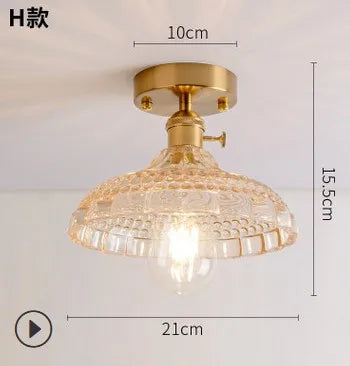 plafonnier moderne japonais en verre sculpté rétro élégant