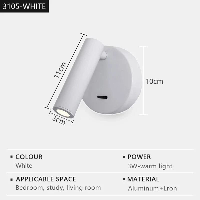 Applique murale led moderne réglable rotative pour lecture