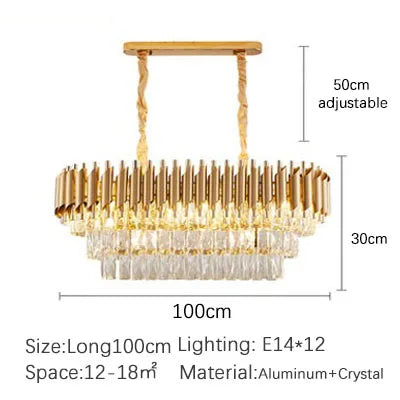 lustre en cristal luxueux avec éclairage led pour intérieur