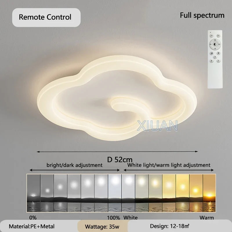 lustre scandinave nuage blanc avec télécommande optionnelle led