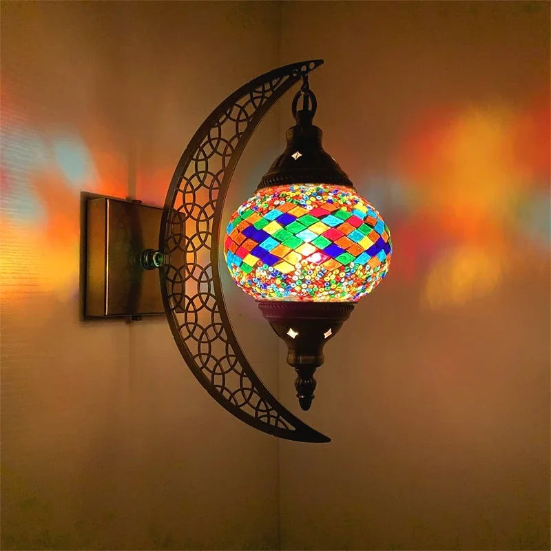 applique murale rétro bohème en forme de lune décorative artisanale