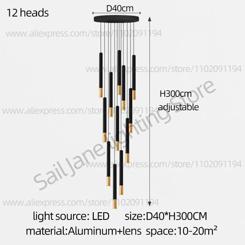 lustre led tubulaire pour éclairage intérieur de restaurant