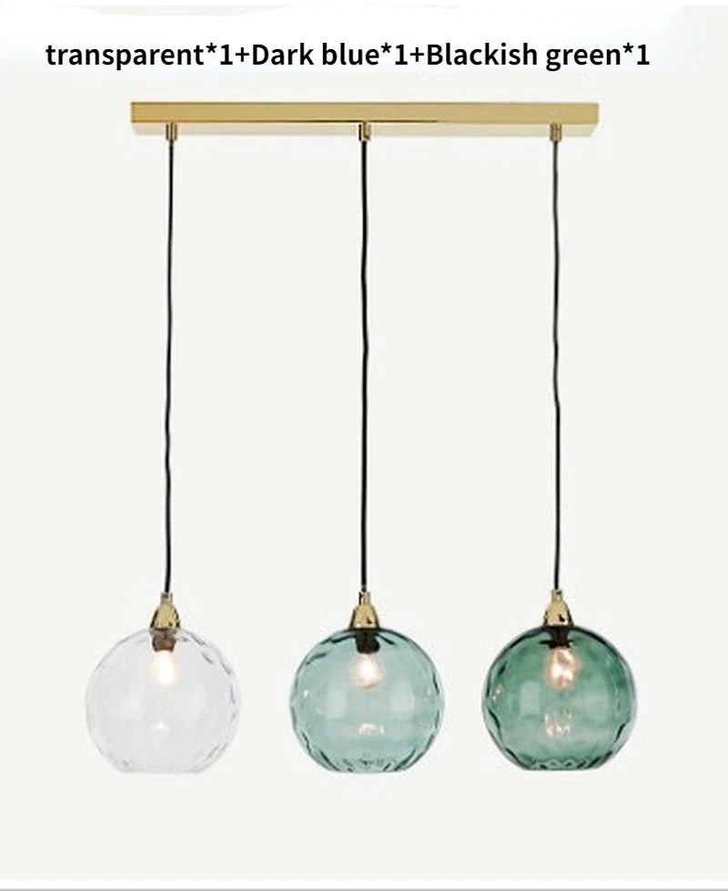 Lustre boule de verre coloré nordique lampes suspendues moderne Grain d'eau Restaurant cuisine luminaire suspendu chambre lampe de chevet