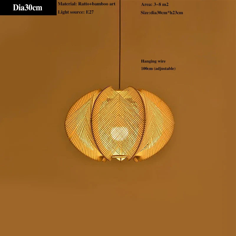 lustre en bambou style rétro pour décoration intérieure