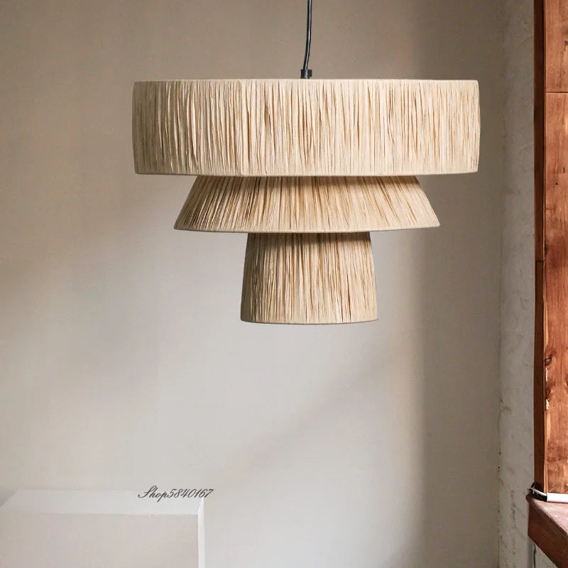 lustre en rotin style japonais fait à la main créatif