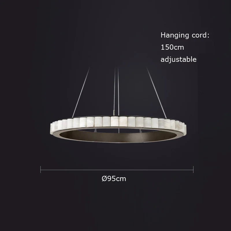 Lustre design anneaux LED postmoderne marbre or noir rond design pour salle à manger