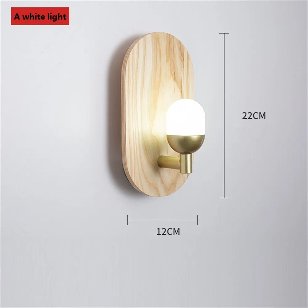 applique murale moderne nordique en bois avec led décorative