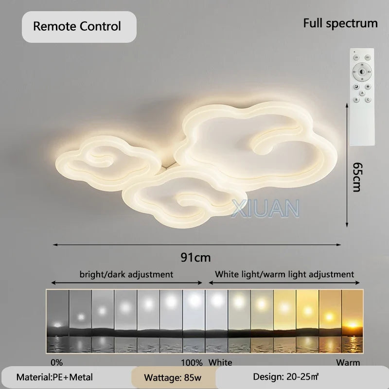 lustre scandinave nuage blanc avec télécommande optionnelle led