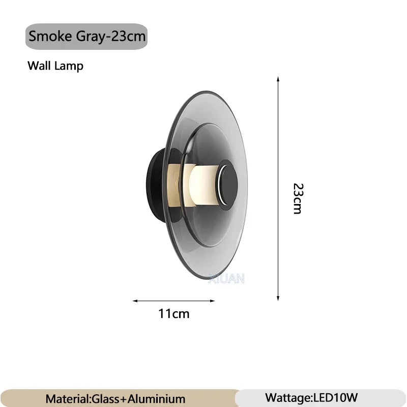 Creative Art Glass Wall Lamps Bedroom Bedside Light Amber Smoke Gray Living Room Decorative Wall Light Aisle Hallway Entrance