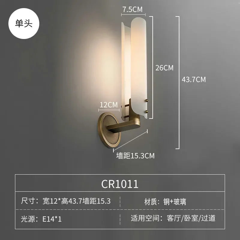 applique murale rétro en cuivre et verre de luxe décorative pour intérieur