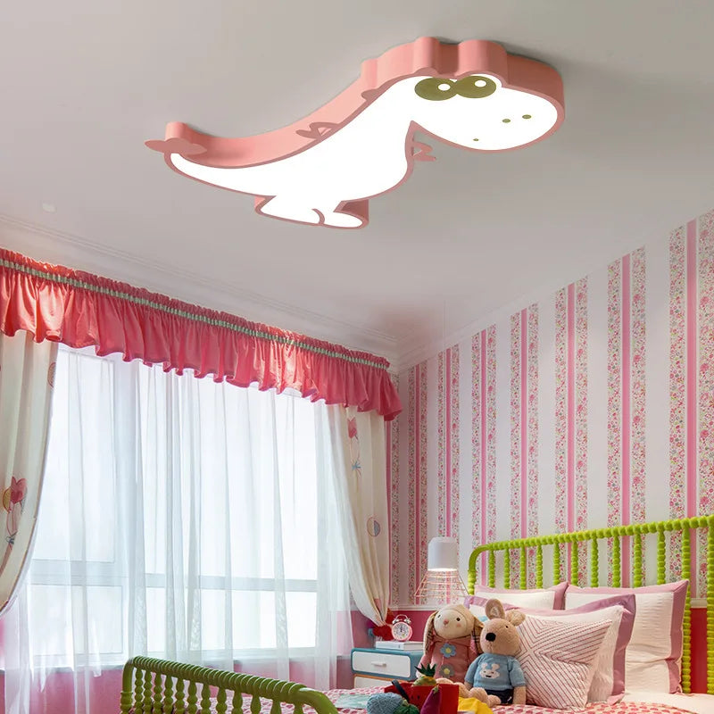 LED Ceiling Creative Cartoon Dinosaur for Children's Room Lamp, Modern Warm and Romantic Boy and Girl Bedroom Light  Lampara RC