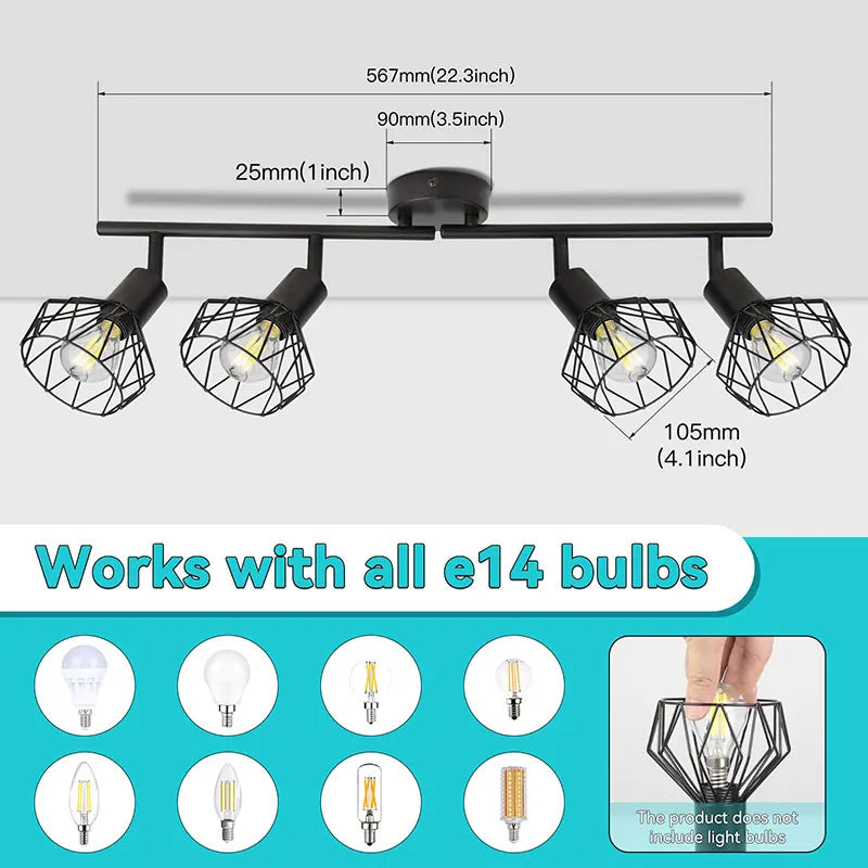 spot led plafonnier réglable en fil métallique pour intérieur