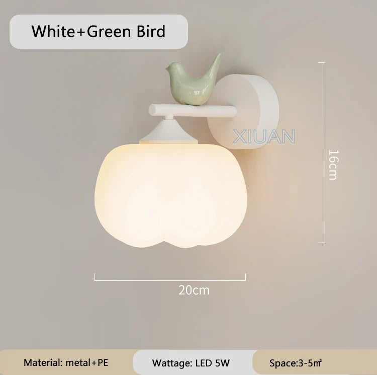 applique murale moderne en pe avec abat-jour d'oiseau led