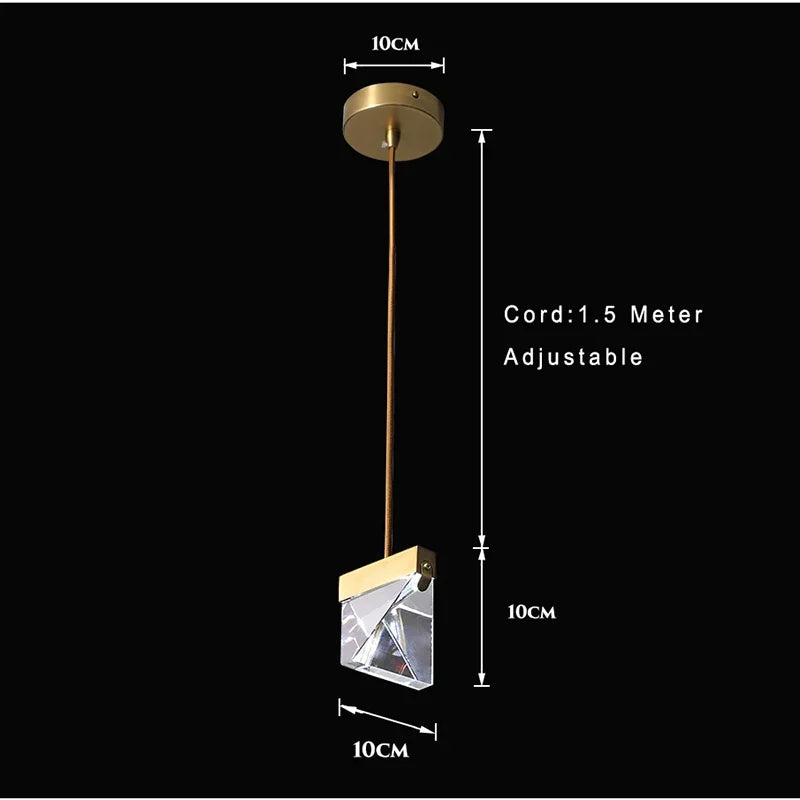 Lamp Gold Mini Pendant Light Bedside Table ,Modern Pendant Light In Kitchen Island, Color Changing Crystal Hanging Lamp For Be