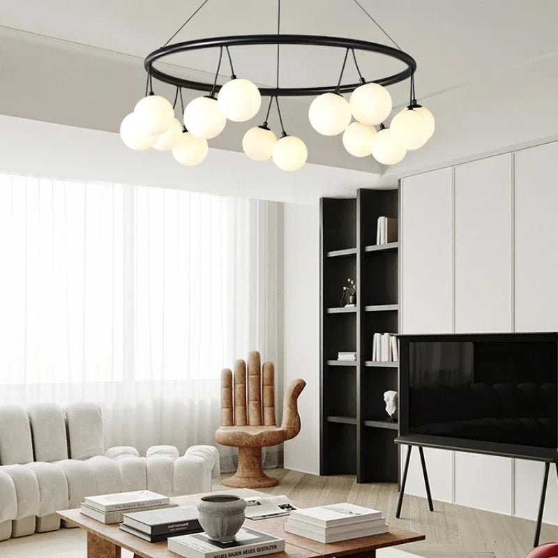 lustre led moderne en verre pour décoration intérieure