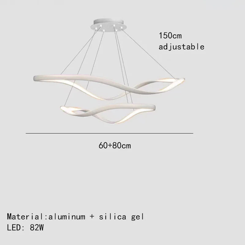 lustre led moderne aluminium anneau irrégulier simple réglable