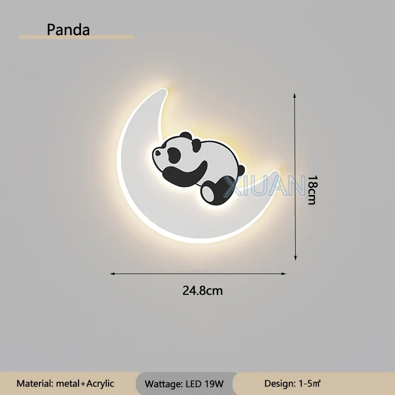 applique murale créative panda astronaute pour chambre d'enfants