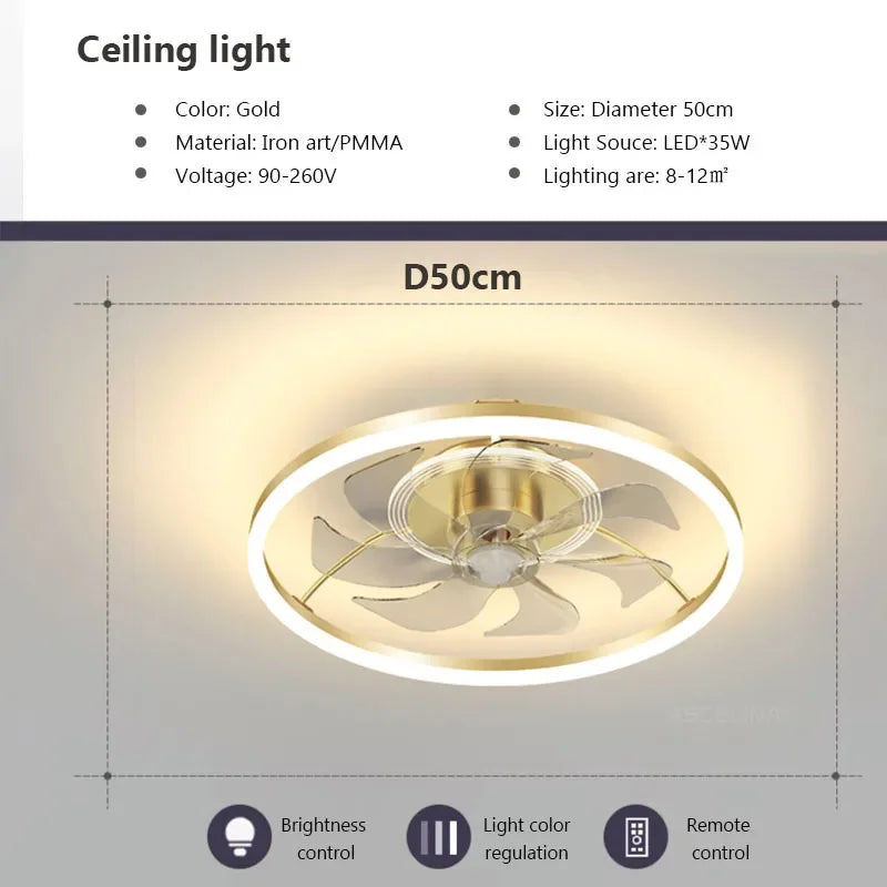 plafonnier led moderne avec ventilateur éclairage silencieux intelligent