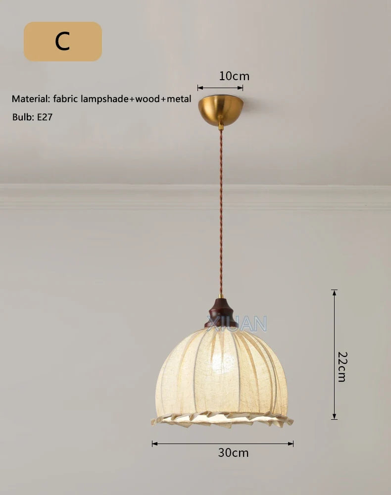 lustre suspendu rétro wabi-sabi en lin pour décoration médiévale