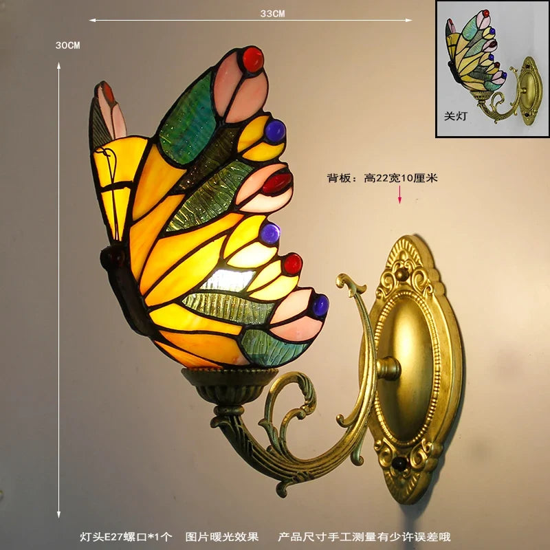 applique murale tiffany papillon décor méditerranéen vitrail miroir
