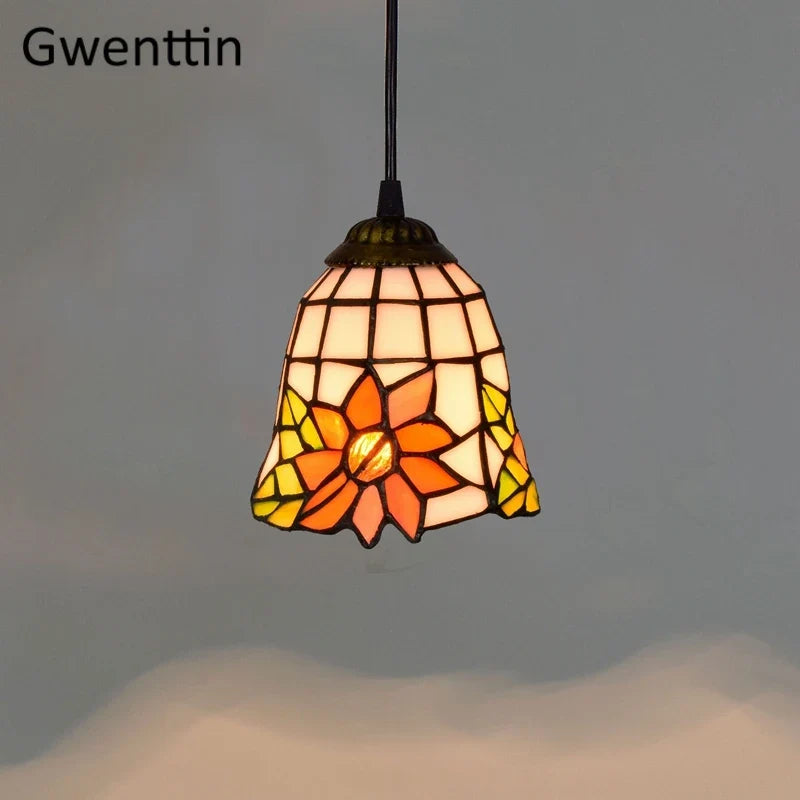 suspension en verre teinté style tiffany pour décoration moderne