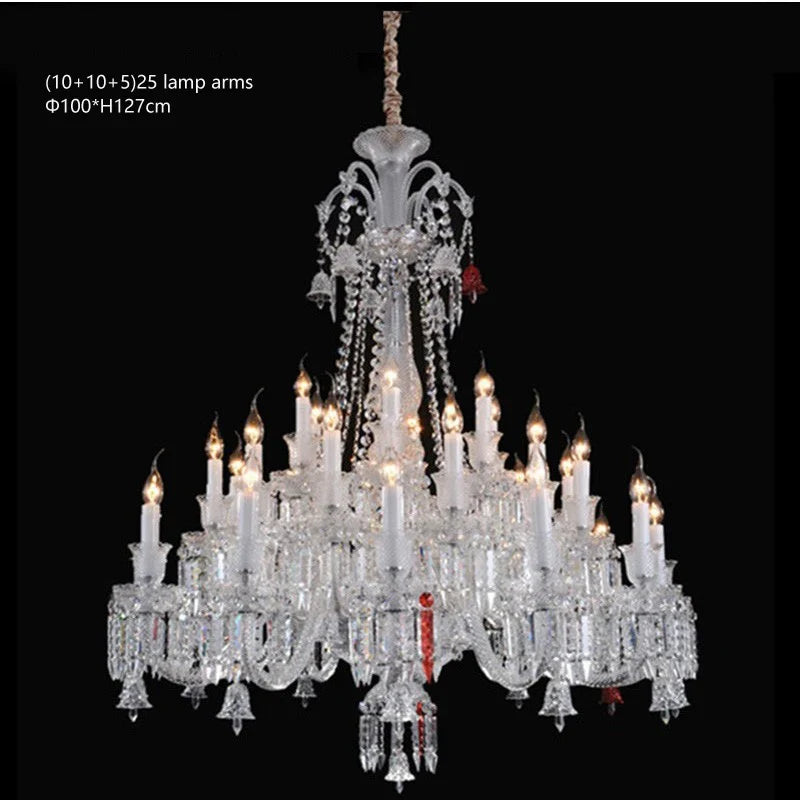 lustre en cristal transparent pour un éclairage élégant et raffiné