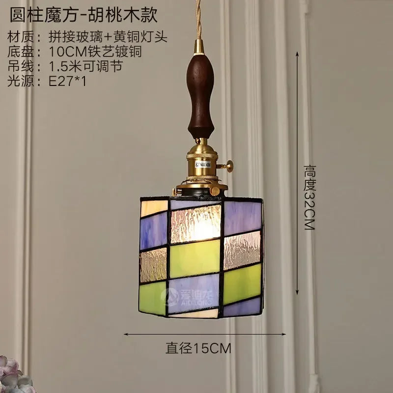 lustre en verre fait main style tiffany pour décoration intérieure