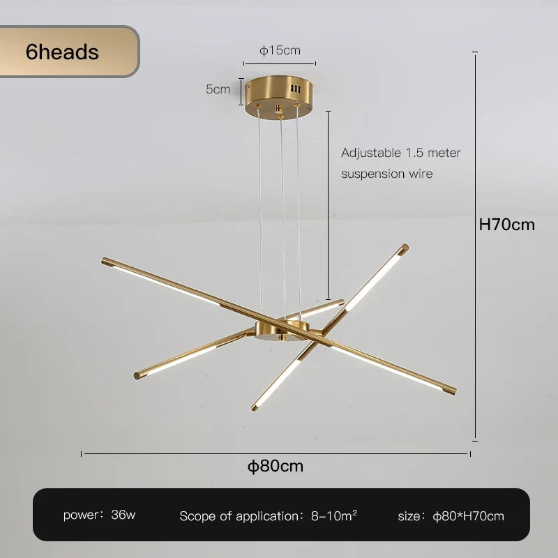 lustre design en forme de bâton avec luminaires led