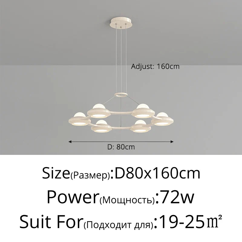 lustre moderne minimaliste trois têtes style crème italienne