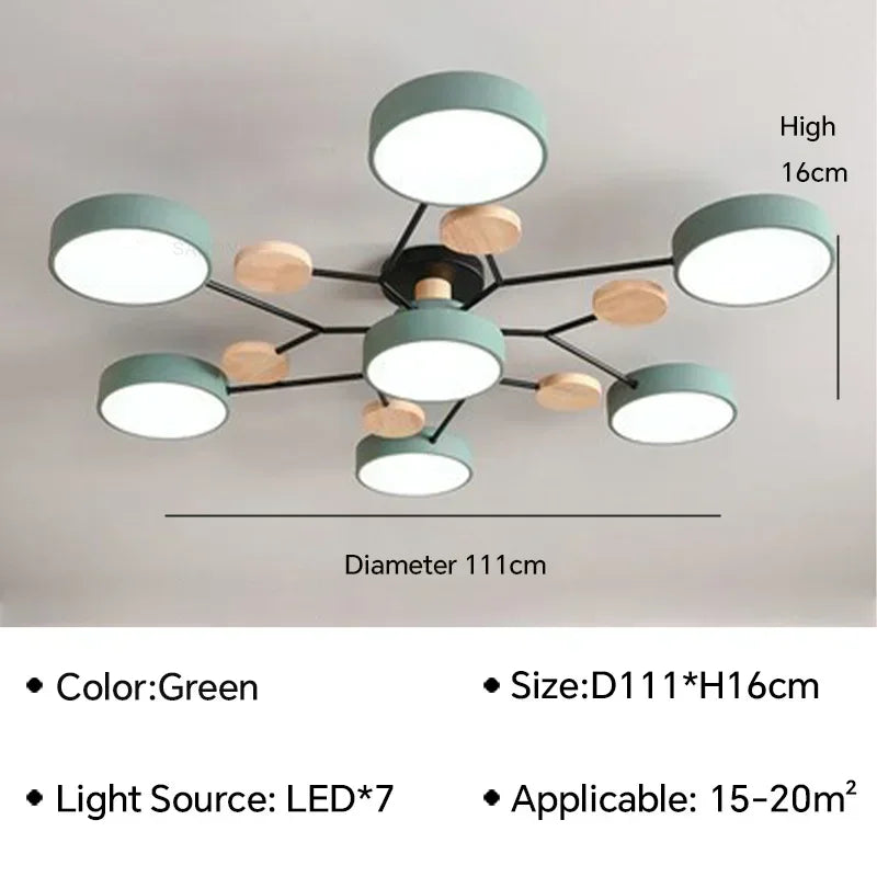 plafonnier LED en bois design nordique pour intérieur élégant