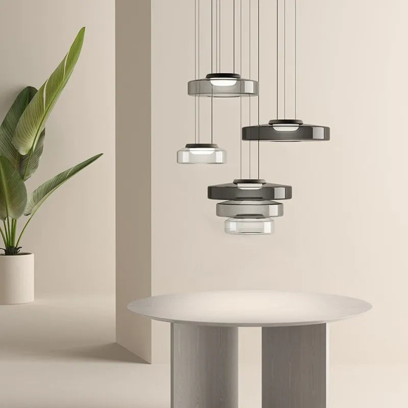 suspension design en verre série levels pour décoration moderne
