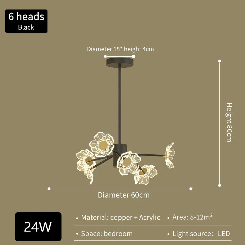 lustre moderne en fleurs pour décoration intérieure élégante