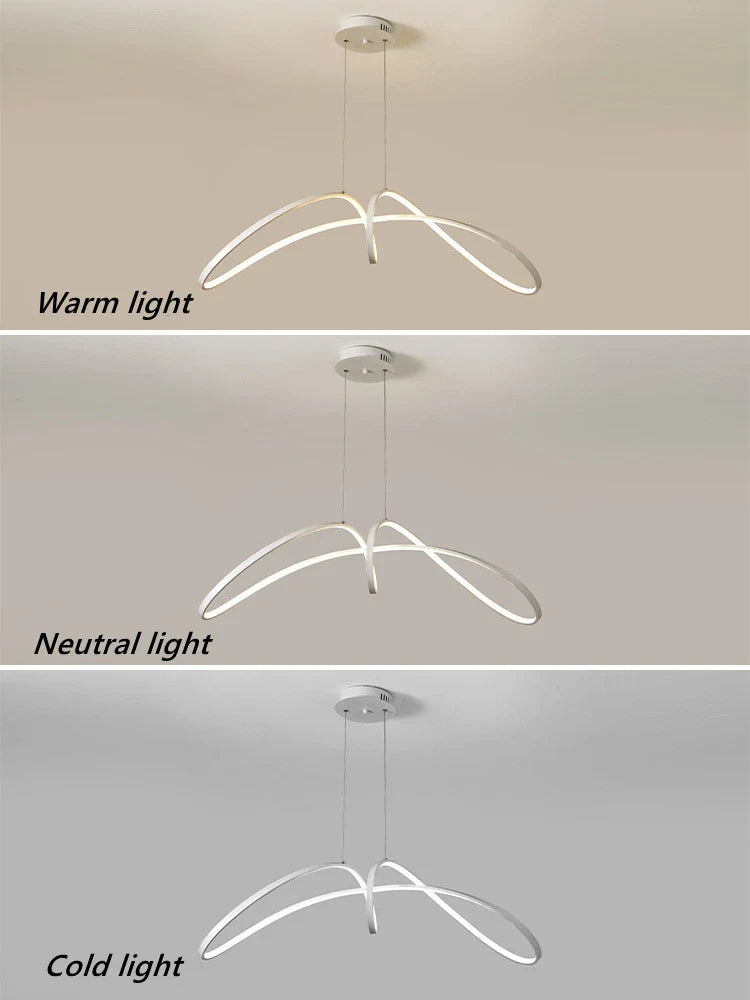 lustre en aluminium en forme de papillon avec éclairage led