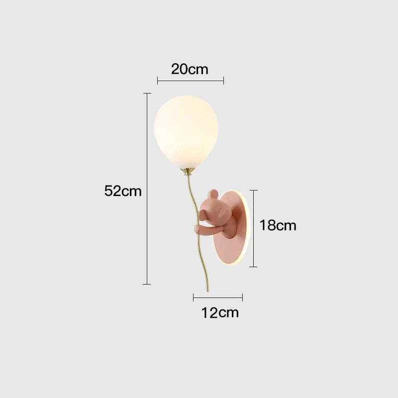 Creative and personalized cartoon children's room, bedroom, bedside wall lamp, artistic bear atmosphere wall light fixture