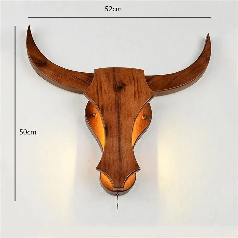 applique murale led style animal vache en bois vintage moderne