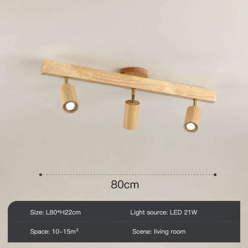 Grain de bois Led lustres avec projecteur pour salon chambre plafonniers éclairage décor noir Lustre cuisine luminaire