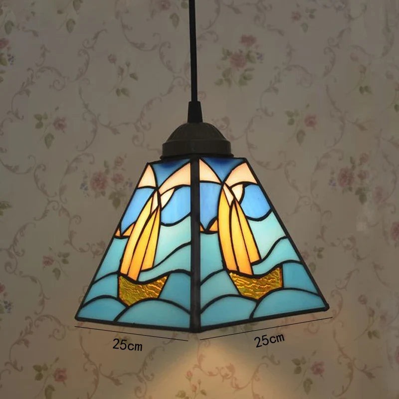 suspension créative voilier tiffany décoration intérieure méditerranéenne